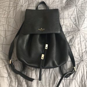 EUC Kate Spade black leather backpack